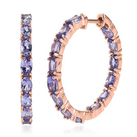 Tanzanite Hoop Earrings in Vermeil Rose Gold Over Sterling Silver 6.50 ctw