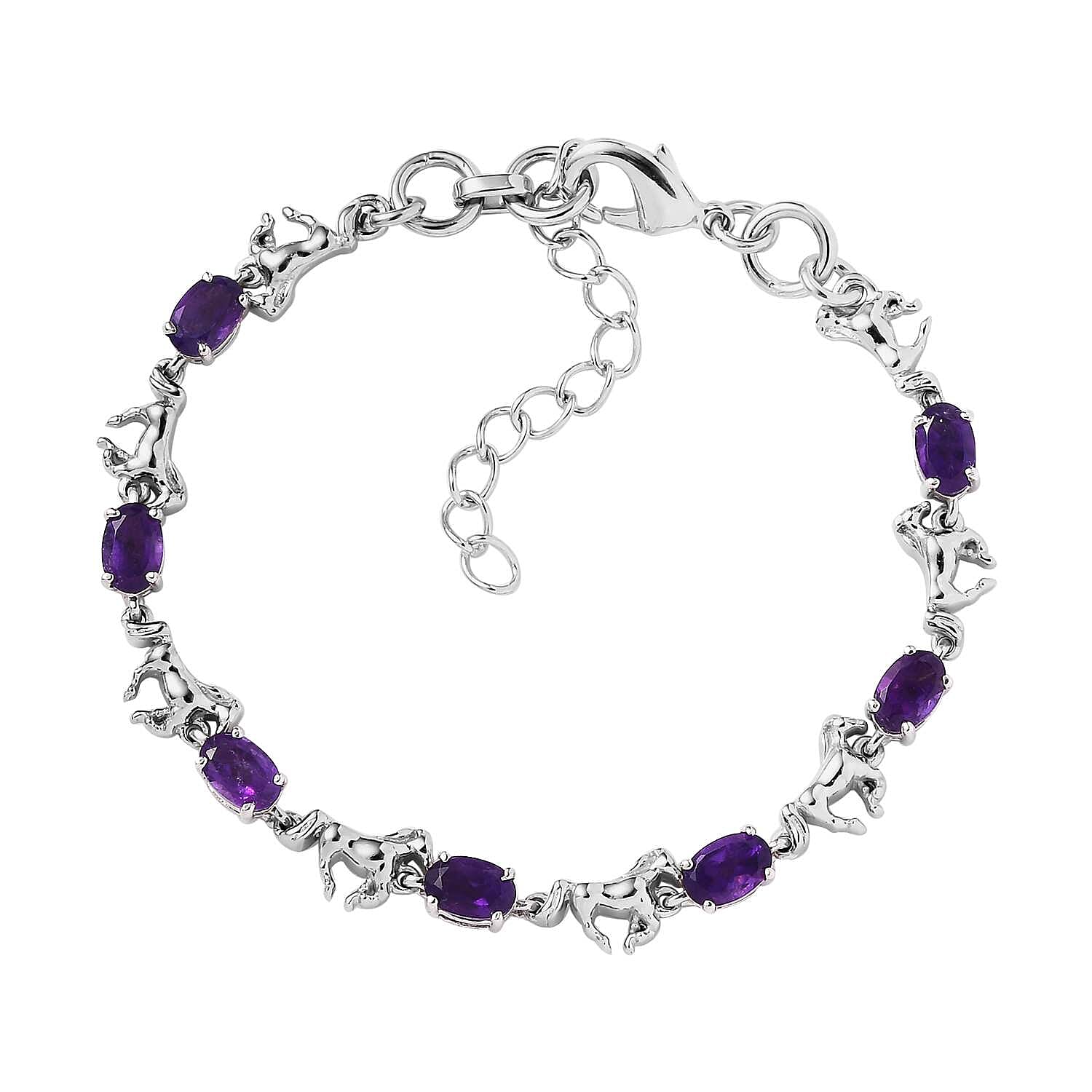 Karis African Amethyst Bracelet in Platinum Bond (6.508.0In) 3.00 ctw