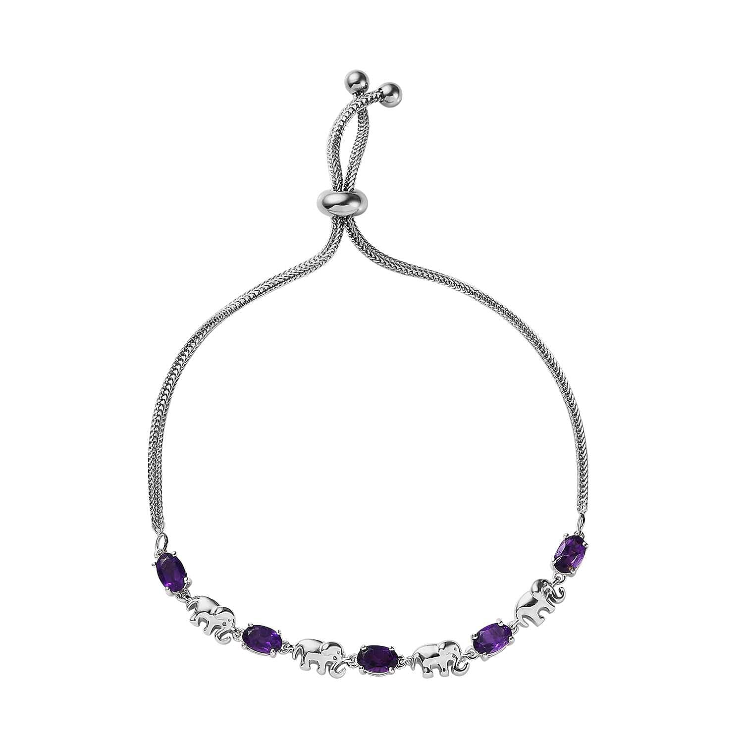 Karis African Amethyst Bolo Bracelet in Platinum Bond 2.00 ctw