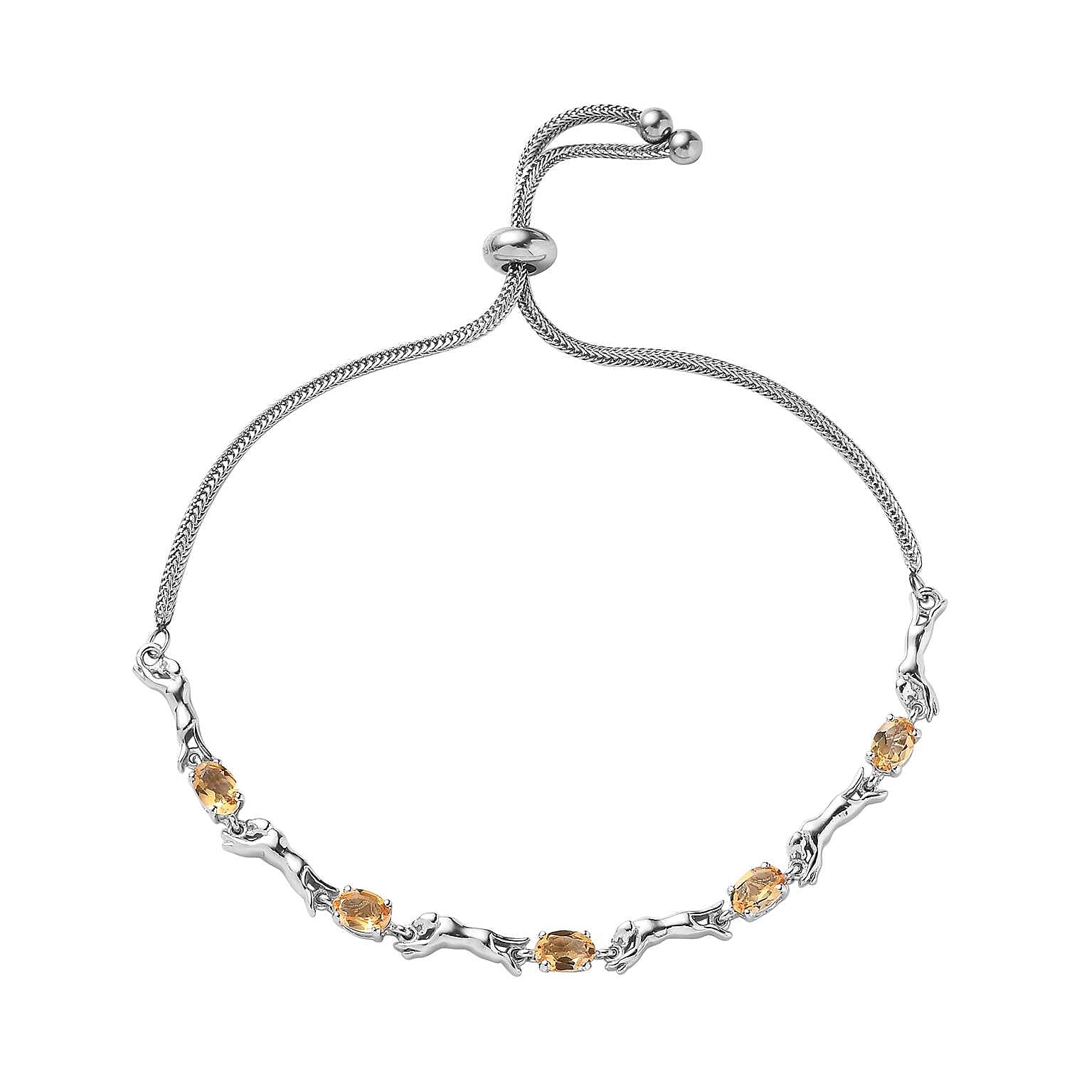 Karis Brazilian Citrine Bolo Bracelet in Platinum Bond 2.25 ctw