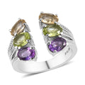 African Amethyst, Peridot, Brazilian Citrine Open Band Ring in Stainless Steel (Size 10.0) 2.65 ctw - Sticky add to cart bar