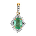 Luxoro 10K Yellow Gold Premium Ethiopian Emerald and G-H I3 Diamond Halo Pendant without Chain 1.40 ctw - Sticky add to cart bar