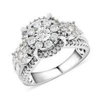 10K White Gold G-H I2 Diamond Floral Ring 7.10 Grams 1.00 ctw (Del. in 7-10 Days)