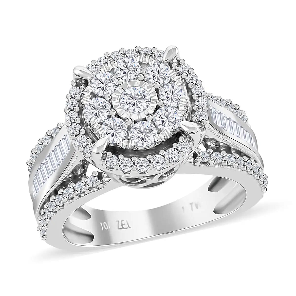 10K White Gold G-H I2 Diamond Ring 5 Grams 1.00 ctw