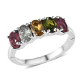 Doorbuster Multi-Tourmaline 5 Stone Ring in Platinum Over Sterling Silver 2.00 ctw - Sticky add to cart bar