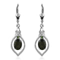 Bohemian Moldavite and Chrome Diopside Dangling Earrings in Platinum Over Sterling Silver 2.10 ctw - Sticky add to cart bar
