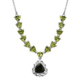 Premium Bohemian Moldavite and Peridot Necklace 18 Inches in Platinum Over Sterling Silver 7.60 ctw - Sticky add to cart bar