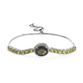 Premium Bohemian Moldavite and Multi Gemstone Bolo Bracelet in Platinum Over Sterling Silver 8.35 ctw - Sticky add to cart bar