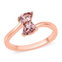 Premium Blush Tourmaline Bypass Ring in Vermeil Rose Gold Over Sterling Silver 0.40 ctw