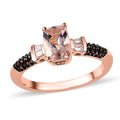 Premium Marropino Morganite, Brown and White Zircon Ring in Vermeil Rose Gold Over Sterling Silver 1.20 ctw - Sticky add to cart bar