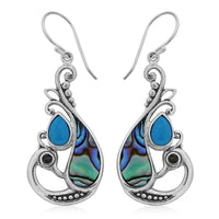 Bali Legacy Sleeping Beauty Turquoise and Multi Gemstone Peacock Earrings in Sterling Silver 1.40 ctw