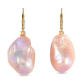 Doorbuster Organic Shape Baroque Pearl Lever Back Earrings in 14K Yellow Gold Over Sterling Silver - Sticky add to cart bar