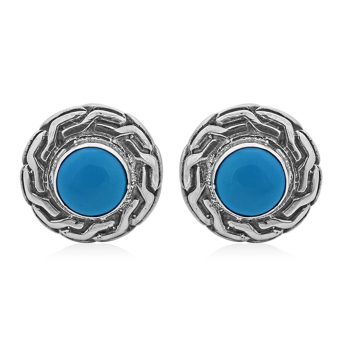 Bali Legacy Sleeping Beauty Turquoise Stud Earrings in Sterling Silver 1.50 ctw