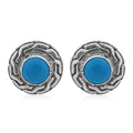 Bali Legacy Sleeping Beauty Turquoise Stud Earrings in Sterling Silver 1.50 ctw - Sticky add to cart bar