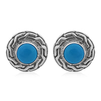 Bali Legacy Sleeping Beauty Turquoise Stud Earrings in Sterling Silver 1.50 ctw