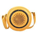 100% Genuine leather weaving round croosbody bag SIZE: 7(L)x2.4(W)x7(H)Inches  Mustard - Sticky add to cart bar