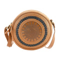 100% Genuine leather weaving round croosbody bag SIZE: 7(L)x2.4(W)x7(H)Inches  Mustard - Sticky add to cart bar