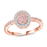 Luxoro 10K Rose Gold I3 Natural Pink and White Diamond Floral Ring 0.50 ctw
