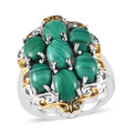 Karis African Malachite Cluster Ring in 18K YG Plated and Platinum Bond (Size 10) 9.00 ctw - Sticky add to cart bar
