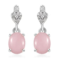 Peruvian Pink Opal and Moissanite Dangle Earrings in Platinum Over Sterling Silver 2.00 ctw - Sticky add to cart bar