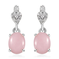 Peruvian Pink Opal and Moissanite Dangle Earrings in Platinum Over Sterling Silver 2.00 ctw