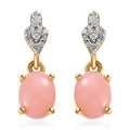 Peruvian Pink Opal and Moissanite Dangle Earrings in Vermeil Yellow Gold Over Sterling Silver 2.00 ctw - Sticky add to cart bar