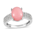 Peruvian Pink Opal, Moissanite Ring in Platinum Over Sterling Silver (Size 6.0) 2.75 ctw - Sticky add to cart bar