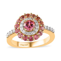 Morro Redondo Pink Tourmaline and Moissanite Ring in Vermeil Yellow Gold Over Sterling Silver (Size 5.0) 1.15 ctw