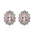Pink Morganite and Moissanite Floral Earrings in Vermeil Rose Gold Over Sterling Silver 1.70 ctw - Sticky add to cart bar