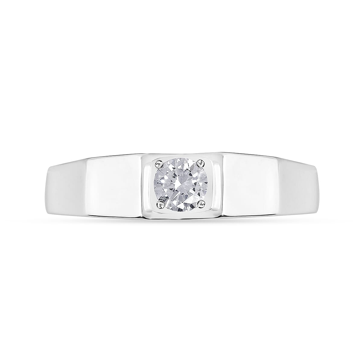 Luxuriant Lab Grown Diamond E-F SI Men's Ring in Platinum Over Sterling Silver 0.60 ctw