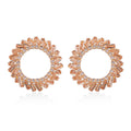 White and Champagne Austrian Crystal Open Circle Earrings in Goldtone - Sticky add to cart bar