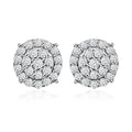 Luxuriant Lab Grown Diamond G-H SI Double Halo Stud Earrings in Platinum Over Sterling Silver 0.50 ctw - Sticky add to cart bar