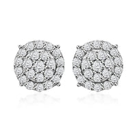 Luxuriant Lab Grown Diamond G-H SI Double Halo Stud Earrings in Platinum Over Sterling Silver 0.50 ctw