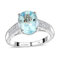 Certified & Appraised Luxoro 10K White Gold AAA Santa Maria Aquamarine, Diamond (G-H, I1) (0.16 cts) Ring (Size 9.0) 2.50 ctw - Sticky add to cart bar