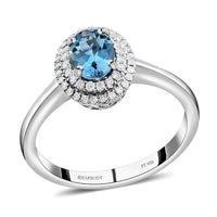 Certified & Appraised Rhapsody 950 Platinum AAAA Santa Maria Aquamarine and E-F VS Diamond Ring 5.10 Grams 1.00 ctw