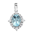 Certified & Appraised Iliana 18K White Gold AAA Santa Maria Aquamarine and G-H SI Diamond Pendant without Chain 1.45 ctw - Sticky add to cart bar