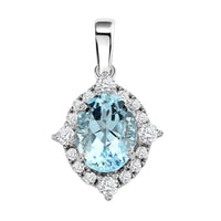 Certified & Appraised Iliana 18K White Gold AAA Santa Maria Aquamarine and G-H SI Diamond Pendant without Chain 1.45 ctw
