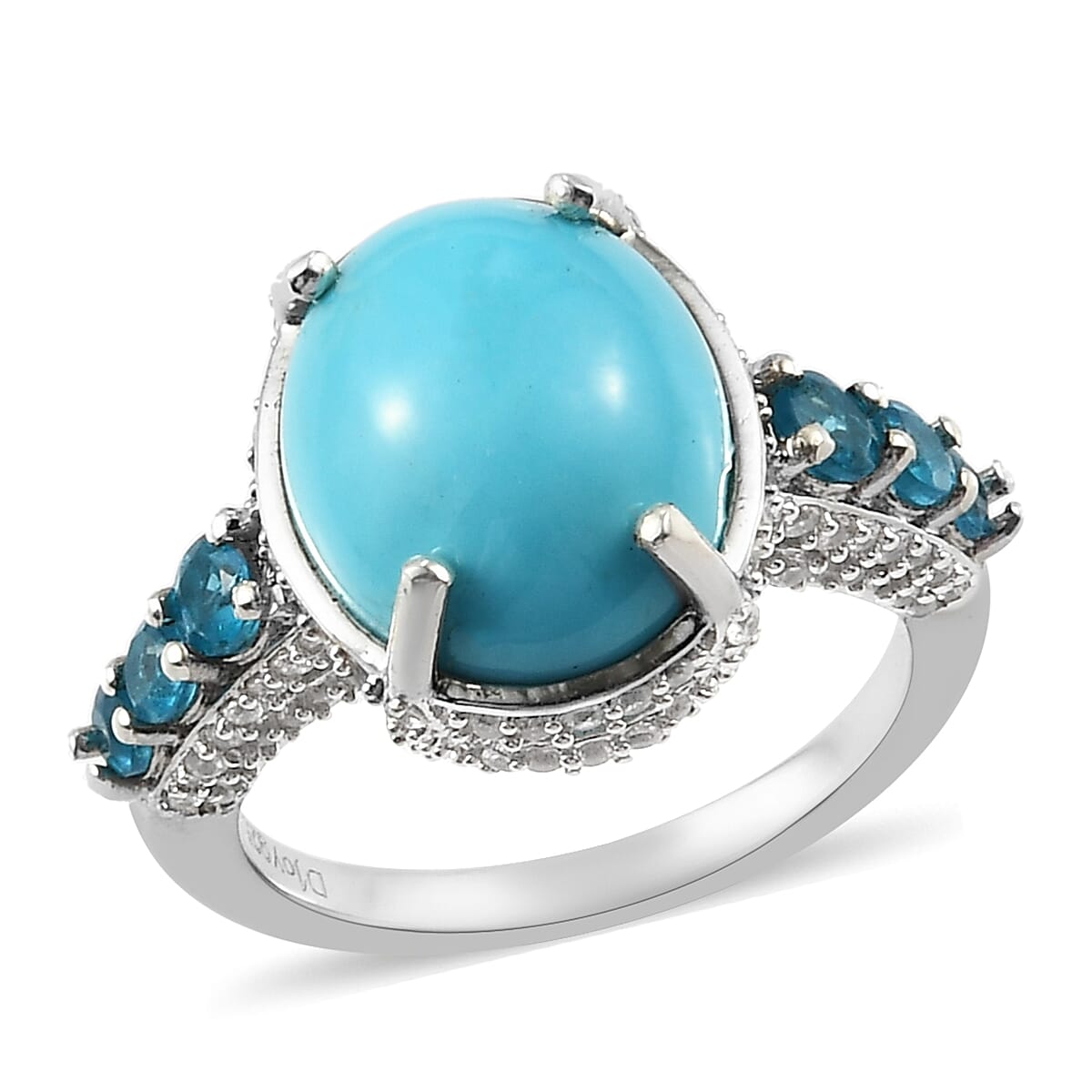 DOORBUSTER Natural Arizona Sleeping Beauty Turquoise, Multi Gemstone Ring in Platinum Over Sterling Silver 5.30 ctw