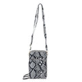 Black Snake Print Faux Leather Shoulder Bag (4.3"x7"x2.8") with Matching Shoulder Strap - Sticky add to cart bar