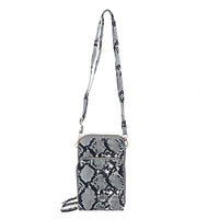 Black Snake Print Faux Leather Shoulder Bag (4.3"x7"x2.8") with Matching Shoulder Strap