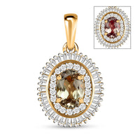 Luxoro 10K Yellow Gold AAA Turkizite and Diamond Halo Pendant without Chain 1.15 ctw