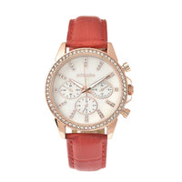 STRADA Austrian Crystal Japanese Movement Watch in Faux Leather Strap