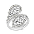 Polki Diamond and Natural Champagne Diamond Bypass Ring in Rhodium and Platinum Over Sterling Silver 1.50 ctw - Sticky add to cart bar