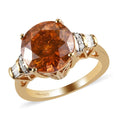 Picos Altos Orange Sphalerite, Diamond Ring in Vermeil YG Over Sterling Silver (Size 9.0) 6.90 ctw - Sticky add to cart bar