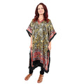 WINLAR Yellow Tiger Print V-Neck Short Satin Kaftan - One Size Fits Most - Sticky add to cart bar