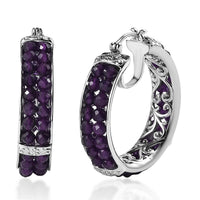 Doorbuster Karis African Amethyst Hoop Earrings in Platinum Bond 17.65 ctw