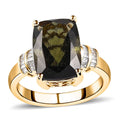 Luxoro 10K Yellow Gold Premium Bohemian Moldavite, Diamond (0.15 cts) Ring (Size 6.0) (4.10 g) 6.00 ctw - Sticky add to cart bar