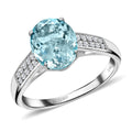 Certified & Appraised Luxoro 14K White Gold AAA Santa Maria Aquamarine and G-H I2 Diamond Ring 2.50 ctw - Sticky add to cart bar