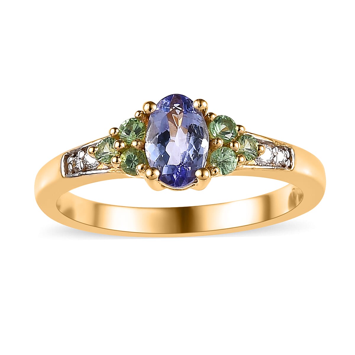 Tanzanite and Multi Gemstone Ring in Vermeil Yellow Gold Over Sterling Silver 0.75 ctw
