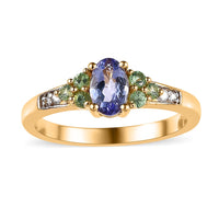 Tanzanite and Multi Gemstone Ring in Vermeil Yellow Gold Over Sterling Silver 0.75 ctw